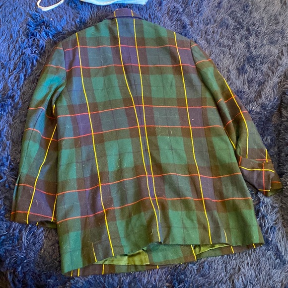 Vintage Authentic Escada Green Plaid Tartan Blazer Size 42 Mad OG Status - Picture 7 of 15